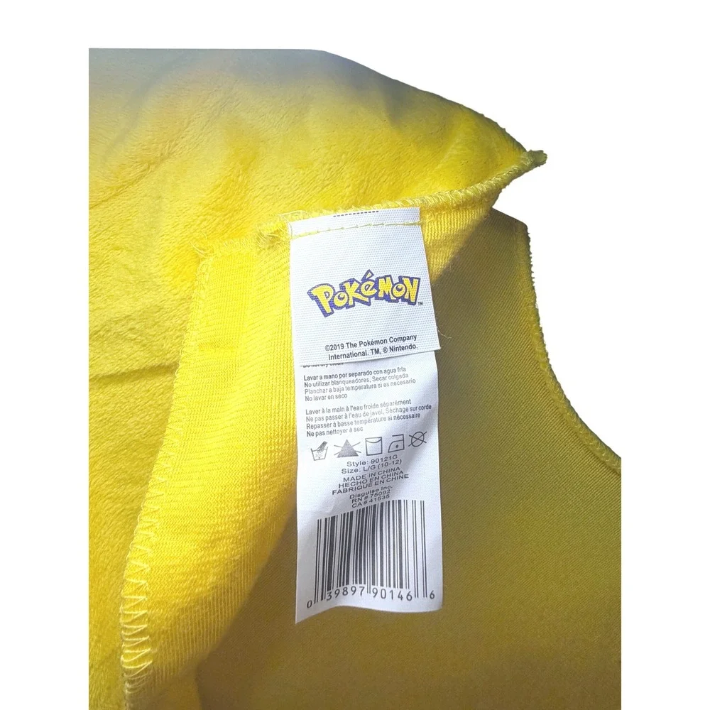 2019 Disguise Pokemon Pikachu Jumpsuit Costume Yellow Size L 10-12 NO Mask